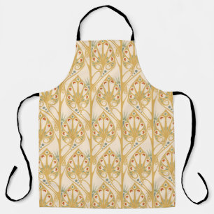 Delantal Patrón de ilustracion retro art nouveau