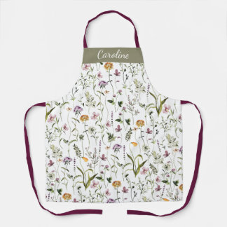 Delantal Patrón de jardín de flores silvestres con nombre p