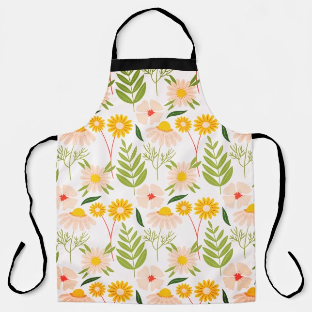 Delantal Patrón de jardín de flores y hojas (Anverso)