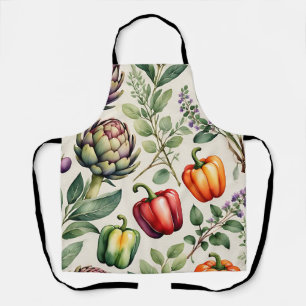 Delantal Patrón de jardín de verduras acuarela