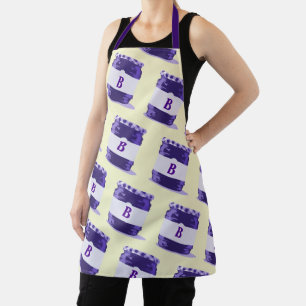 Delantal Patrón de Jelly Retro Púrpura con Monograma