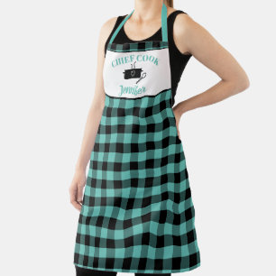 Delantal Patrón de juego de búfalo Aqua Green y Black Cook