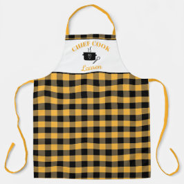 Delantal Patrón de juego de búfalo de Coco amarillo negro y