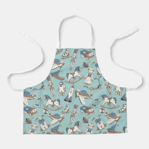 Delantal Patrón de juguete de época azul/marrón ID783