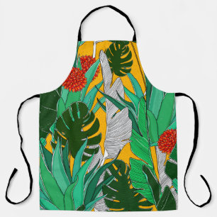 Delantal Patrón de jungla de verano con colores brillantes.