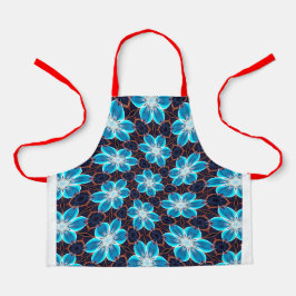 Delantal Patrón de las flores azules abstractas