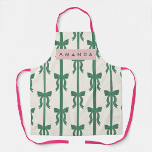 Delantal Patrón de Lazo de Cinta Verde Elegante Personaliza