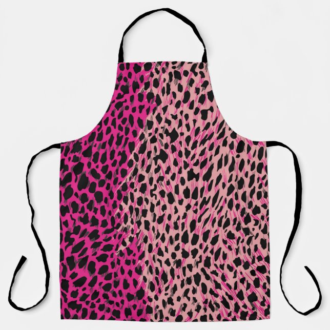 Delantal Patrón de leopardo rosa animal textil de fabricaci (Anverso)