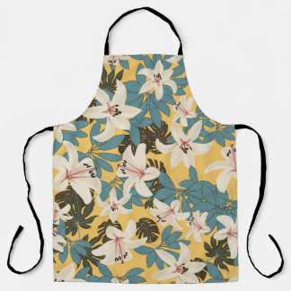 Delantal Patrón de Lily de Hojas Tropicales Brillantes