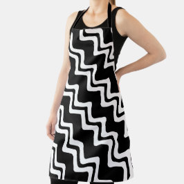 Delantal Patrón de línea de doble color Zig Zag diagonal