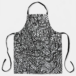Delantal Patrón de líneas blancas y negras abstractas