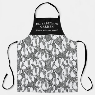 Delantal Patrón De Lirio De Paz Blanco Y Negro personalizad