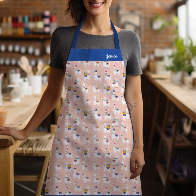Delantal Patrón de llamadas de corte rosado (You'll definitely stand out from the herd with this eye catching Llama apron.)