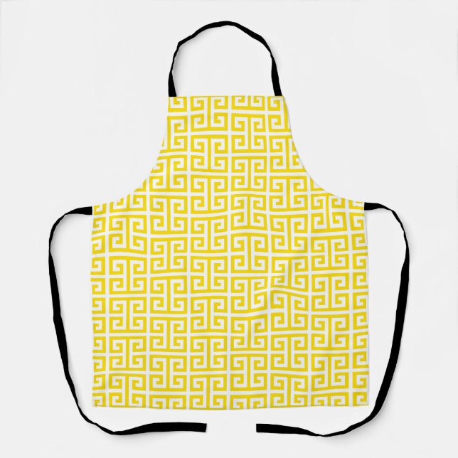 Delantal Patrón de Llave Griega Amarillo Dorado (Anverso)