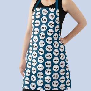 Delantal Patrón de logotipo sencillo Verde Verde azulado pr