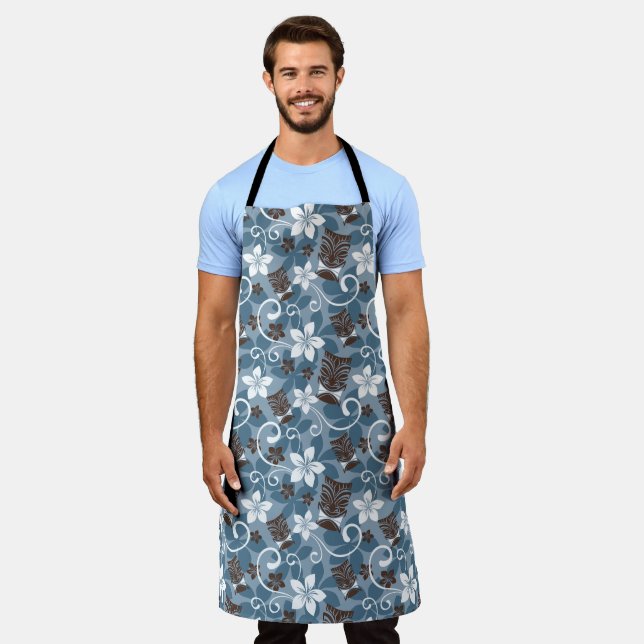 DELANTAL PATRÓN DE LUAU TIKI (AZUL) (Gastado)