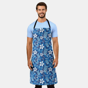 DELANTAL PATRÓN DE LUAU TIKI (AZUL BRILLANTE)