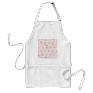 Delantal Patrón de magdalenas de gingham rosa pastel