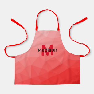 Delantal Patrón de malla geométrica de gradiente rojo Monog