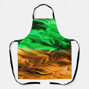 Delantal Patrón de manchas borrosas abstractas en verde nar