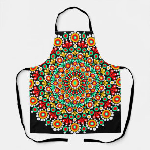 Delantal Patrón de Mandala Colorido Boho Punto