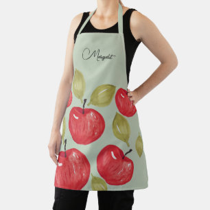 Delantal Patrón de manzana de acuarela de papel pintado a m