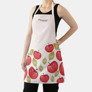 Delantal Patrón de manzana monogramado pintado a mano acuar