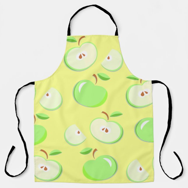 Delantal Patrón de manzanas vectorial verde (Anverso)