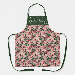 Delantal Patrón de marfil rosado y verde