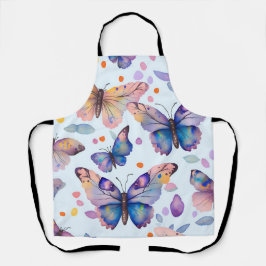 Delantal Patrón de mariposa acuarela