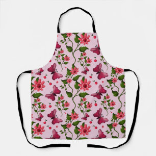 Delantal Patrón de Mariposa Cereza Lindo, Fruta Kawaii Bril