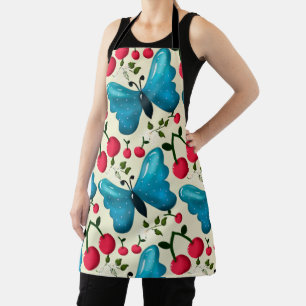 Delantal Patrón de Mariposa Cereza Lindo, Fruta Kawaii Bril