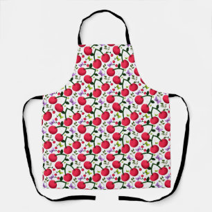 Delantal Patrón de mariposa de cereza linda, Fruta Kawaii B