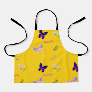 Delantal Patrón de mariposa en amarillo