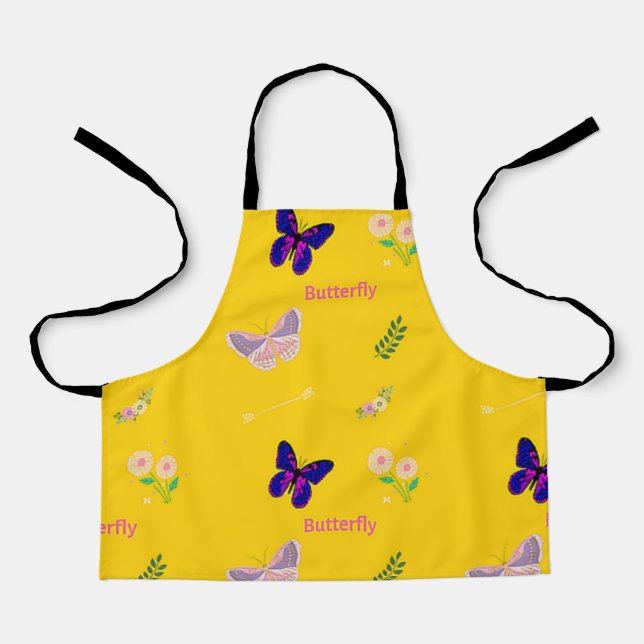 Delantal Patrón de mariposa en amarillo (Anverso)