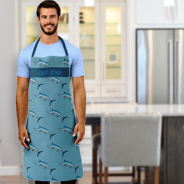 Delantal Patrón de marlin azul Apron del chef de pescado de (Subido por el creador)