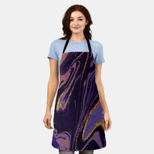 Delantal Patrón de mármol violeta dorado fresco y moderno