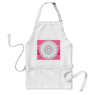 Delantal Patrón de medallón moderno gris y rosa monogramo