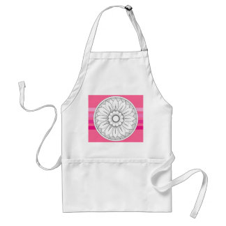 Delantal Patrón de medallón moderno gris y rosa monogramo