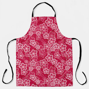 Delantal patrón de moda rústico floral rojo retro
