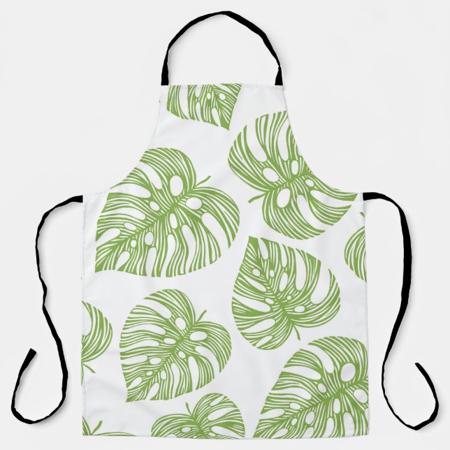 Delantal Patrón de moda tropical sin soldadura con palma ex (Anverso)