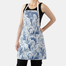 Patrón de Monograma de Toile de País Francés Azul