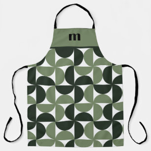 Delantal Patrón de Monograma Verde Sage