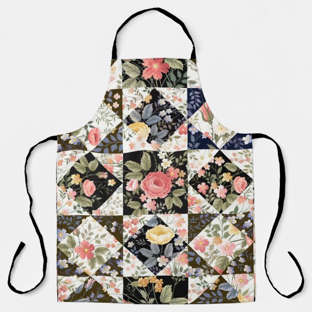 Delantal patrón de mosaico transparente con flores (Anverso)