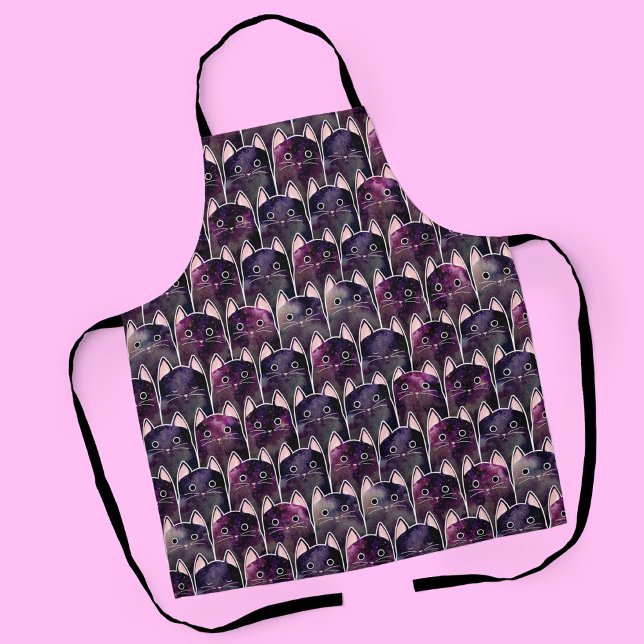 Delantal Patrón de muchos gatos galácticos (Galaxy Cat Pattern Apron)