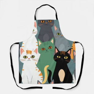 Delantal Patrón de multitud de gatos de dibujos animados co