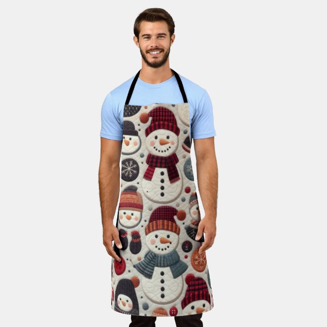 Delantal Patrón de muñecos de nieve (Gastado)