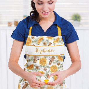 Delantal Patrón de Naranjas de color de agua personalizado