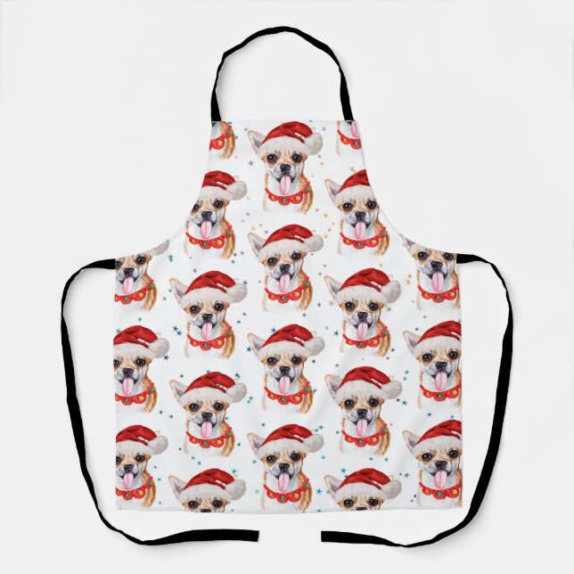 Delantal Patrón de Navidad de perro Chihuahua lindo (Anverso)