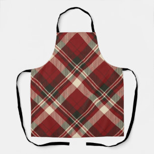Delantal Patrón de Navidad moderno rojo beige